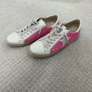ShuShop Pink and White Star Sneakers